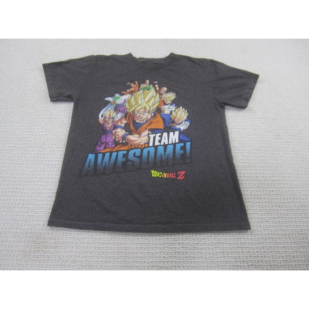 Dragon Ball Z Shirt Boys Large Gray Team Awesome Anime‎ Graphic Tee Goku Vegeta